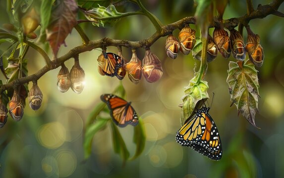 A beautiful and inspiring photo of a butterfly emerging from its chrysalis