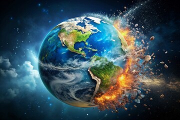 Naklejka premium A world that is collapsing and disintegrating the concept of environmental conservation