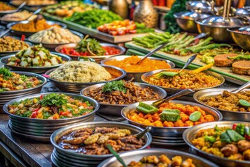 Obraz premium thai food in the market, Many kind of Thai food sell in street market , Thailand