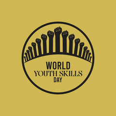 world youth skills day observed every year in July. Template for background, banner, card, poster with text inscription.