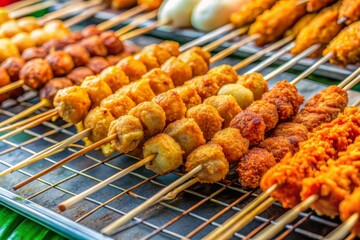 Fried food with sticks, Thai style food, Thailand street food ,Bangkok