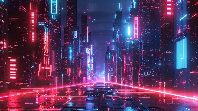 Cybernetic base in neon hues