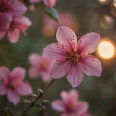 Obraz premium a pink flower that is blooming in the sun