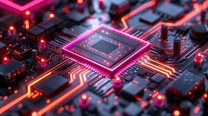 Cybernetic chips with neon traces