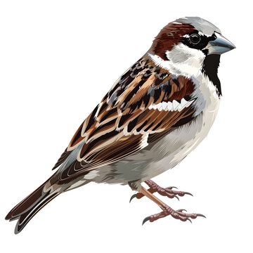 recommend clip art: Vector 3D illustration of a house sparrow on a white background. Suitable for crafting and digital design projects.[A-0001]