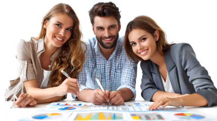 Office analytic team isolated on a transparent background, PNG, Ai