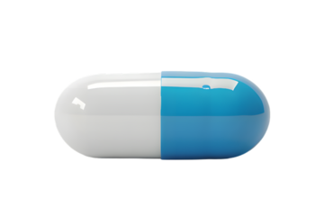 Blue and white pill isolated on transparent background