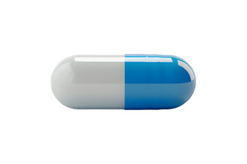 Blue and white pill isolated on transparent background