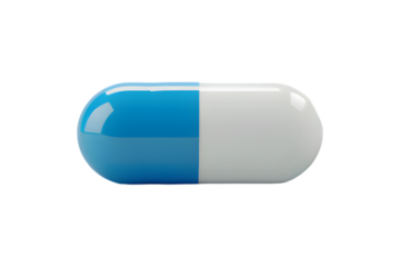 Blue and white pill isolated on transparent background