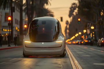 Futuristic Driverless Autonomous City Taxi - Innovative Smart Mobility Concept