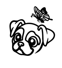 Boxer dog vector graphic SVG perfect cut file , happy smiling dog 