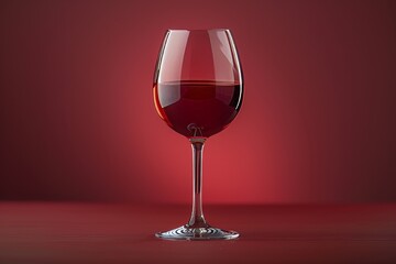 Elegant Red Wine Glass Against a Vibrant Red Background Emphasizing Bold Color and Sophistication