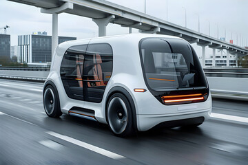 Futuristic Driverless Autonomous City Taxi - Innovative Smart Mobility Concept