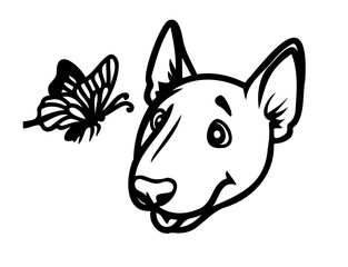 Bull Terrier vector graphic SVD file, perfect cut file of a happy smiling dog 