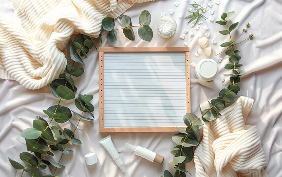 Experience the digital charm of a pregnancy announcement gathering from above, featuring an empty letterboard as the focal point, 