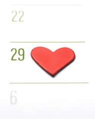 World Heart Day concept, celebrated on September 29th. Calendar with a close-up of the number 29 and a red heart