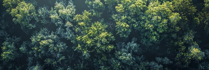 Aerial view of a lush green forest canopy showcasing nature's vast beauty.