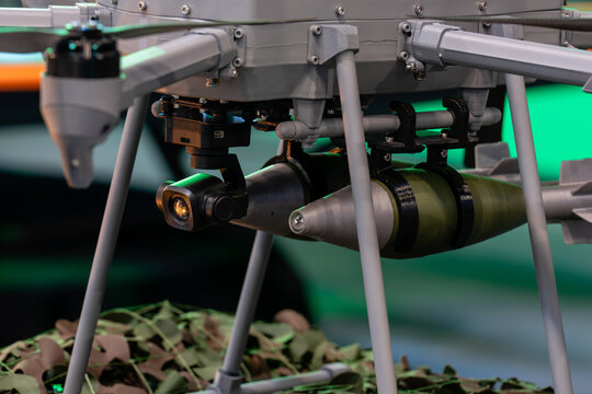 Military drones armed with bombs.