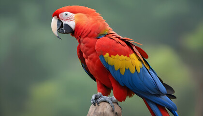 Obraz premium Close-up of Scarlet Macaw Bird on branch,Bird Photography 