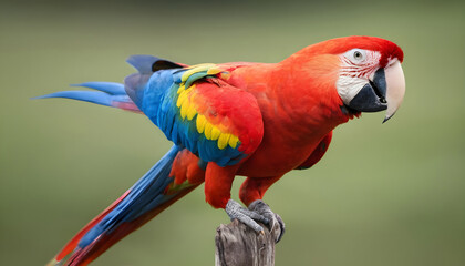 Close-up of Scarlet Macaw Bird on branch,Bird Photography