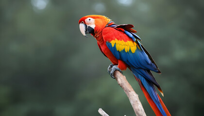 Close-up of Scarlet Macaw Bird on branch,Bird Photography