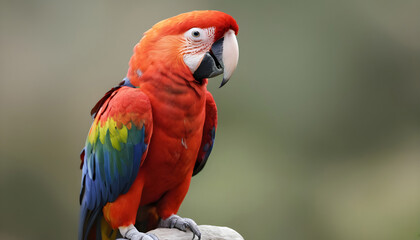 Close-up of Scarlet Macaw Bird on branch,Bird Photography