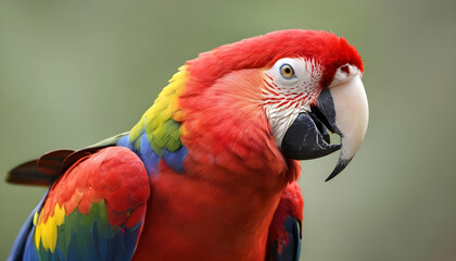 Close-up of Scarlet Macaw Bird on branch,Bird Photography