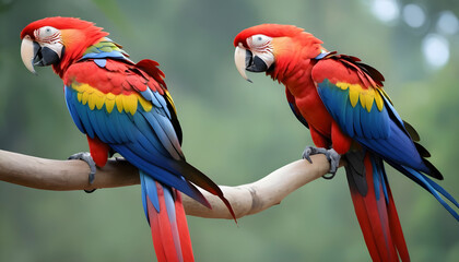 Obraz premium Close-up of Scarlet Macaw Bird on branch,Bird Photography