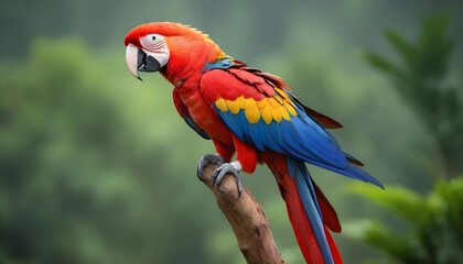 Obraz premium Close-up of Scarlet Macaw Bird on branch,Bird Photography