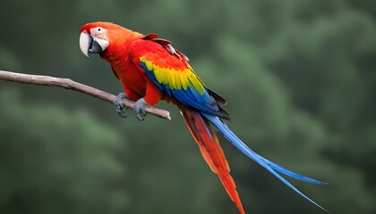 Obraz premium Close-up of Scarlet Macaw Bird on branch,Bird Photography