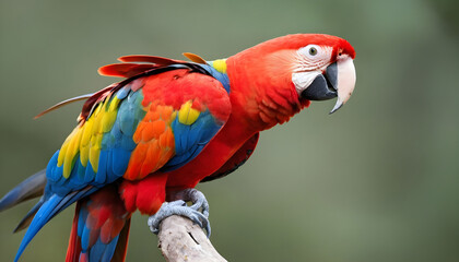 Close-up of Scarlet Macaw Bird on branch,Bird Photography