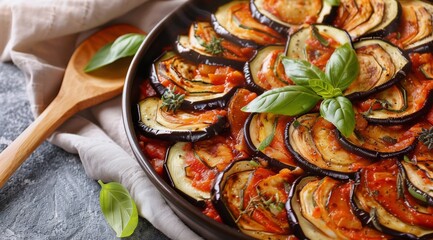 Roasted Eggplant With Tomatoes and Basil