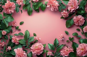 Pink Flowers Blooming on Pink Background