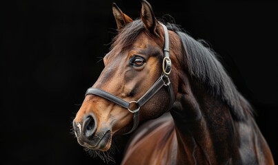 Close Up of Horse on Black Background