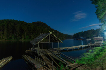 Pang-ung, pine forest park , Mae Hong Son, North of Thailand, forest background. Concept Travel