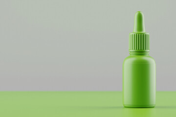 green supplement oil dropper bottle on neutral background