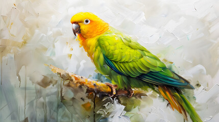 parrot on a branch paint canva 