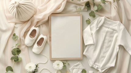 Step into the virtual realm of a pregnancy announcement gathering with this meticulously curated overhead view.