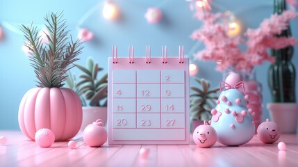 3D Illustrated Calendar Displaying Upcoming Events and Awards - A Unique Perspective on Time Management and Event Planning