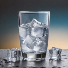ice cubes in glass on the table 