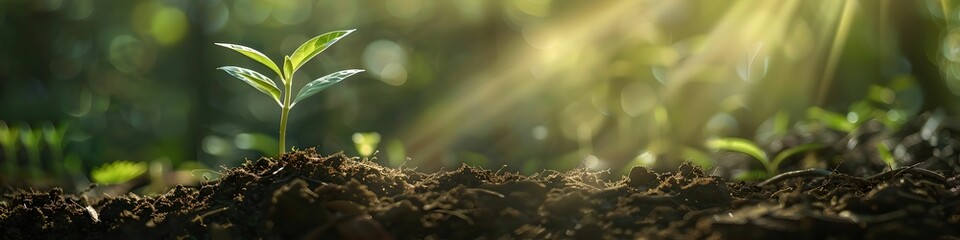 Softly lit sapling symbolizing growth new beginnings