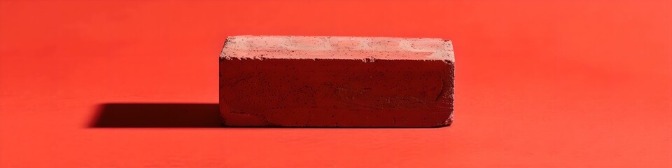 Single red brick on uniform background construction fundamentals