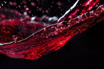Close-up glass of red wine being poured dark background