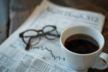 Macro shot financial newspaper stock market data