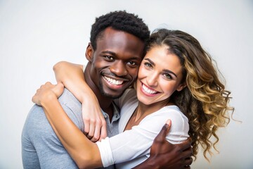Young loving couple on a light background