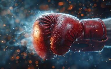 Detail of boxing gloves striking forcefully, symbolizing determination and motivation