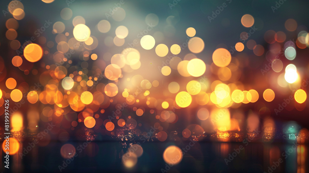 Poster colorful bokeh lights in the night. a vibrant display of bokeh lights against a dark background, cre