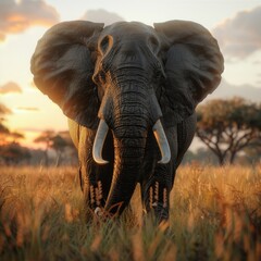 Naklejka premium majestic African elephant in its natural habitat