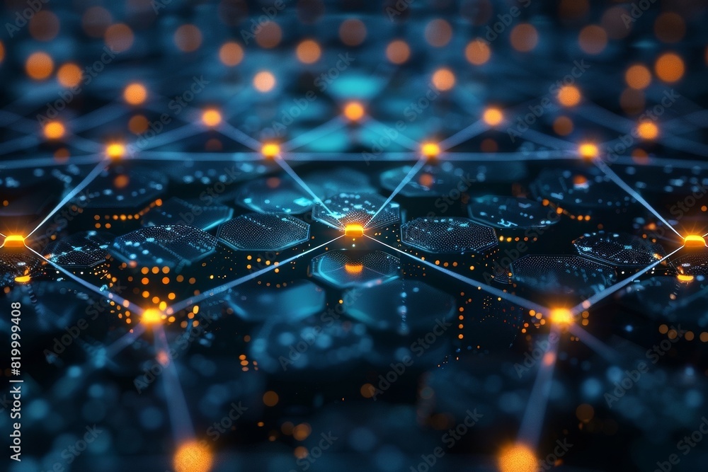 Poster detailed view of a three-dimensional holographic projection showcasing a worldwide distribution netw