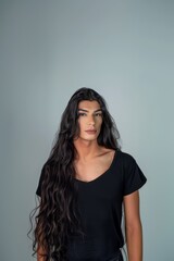 Obraz premium Lulu, a 30 years old transsexual ,white background, studio photo 
